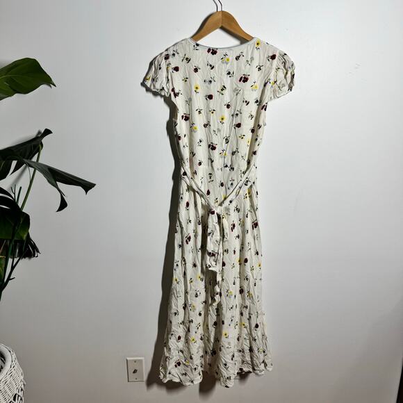 Gap x DOEN Midi Dress Women 4 Cream Floral Feminine Tradwife Cottagecore Peasant - Picture 2 of 13
